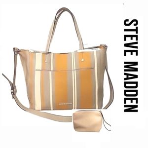 Steve Madden Grey Multi Colored Stripped Tote